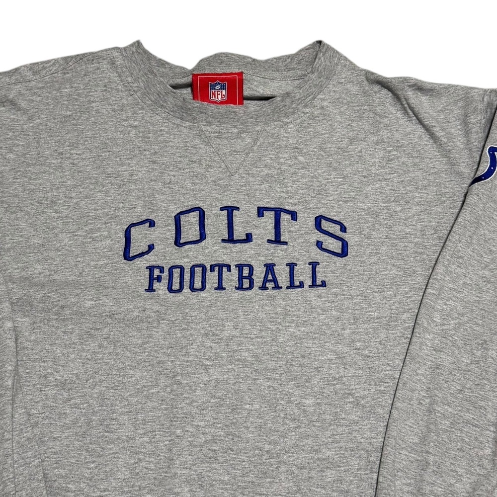 2000s Y2K Indianapolis Colts Gray Embroidered Long Sleeve Shirt Men's Large - Picture 2 of 8